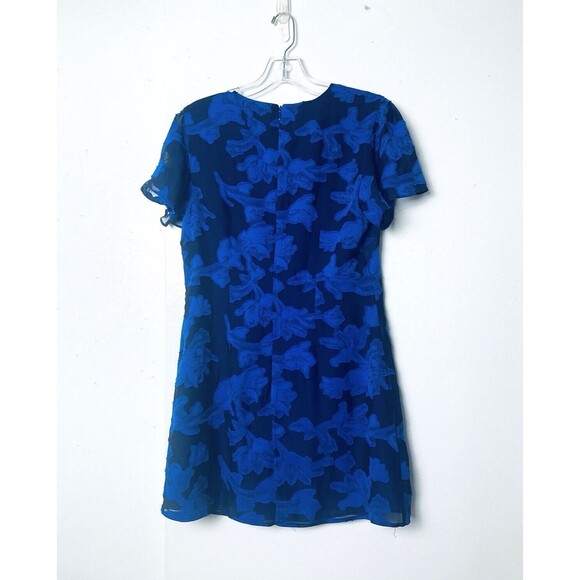 House of Harlow 1960 Mini Dress Size M Blue Floral Semi Sheer Sleeves Wedding - Picture 2 of 13